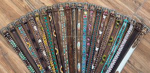 New Handmade Stylish Turquoise Hand <b>Tooled</b> Leather Western <b>Belts</b> Personalized Genuine Leather Floral Design Unisex Waist <b>Belts</b> - Product Image 5