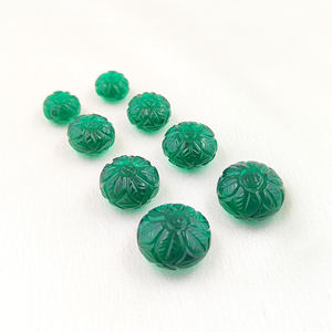 สีเขียวควอตซ์ rondelle รูปร่างดอกไม้แกะสลักลูกปัดอัญมณีรูปแตงโมสำหรับทำเครื่องประดับ - Product Image 2