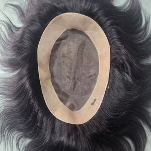 Taz วิกผมอินเดียแบบเชมมี่สำหรับผู้ชายวิกผมเบสแบบโมโนและผมปลอม-นุ่มน้ำหนักเบาเป็นมิตรกับสิ่งแวดล้อม - Product Image 1