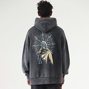 Nouveaux sweats à capuche pour hommes surdimensionnés sur mesure à séchage rapide en coton mélangé lavé à l'acide avec logo personnalisé - Product Image 3