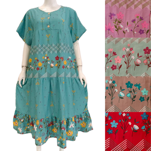 Chemise de nuit douce d'été à volants superposés pour femmes, grande taille, col rond avec boutons, manches courtes, 5 couleurs disponibles - Product Image 1