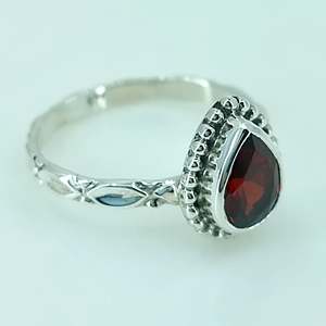 925 Sterling <b>Silver</b> Handmade <b>Ring</b> with <b>Garnet</b> Pear Cut Boho January Birthstone Jewelry Perfect Gift for Her Birthday Anniversary - Product Image 2