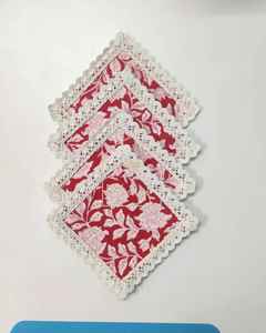 Ensemble de sous-verres en tissu imprimé bloc fait main pour thé Tapis écologique et tampons Collection de sous-verres confortables pour tasses à thé - Product Image 3