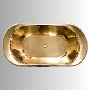 Baignoire autoportante moderne en or blanc de luxe, design d'intérieur pour hôtel et appartement, laiton bicolore. - Product Image 3