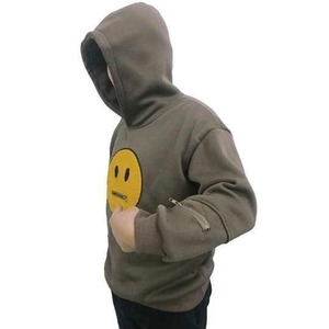 Sudadera Unisex con Símbolo de Sonrisa Bordado, Diseño Gráfico de Cara Natural Amarilla, Bolsillo en la Manga, Puños Acanalados, Invierno, 100% Algodón, Ropa Urbana - Product Image 2