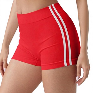 Shorts de sport pour femmes avec doublure intégrée en tissu à mémoire de forme, taille mi-haute, respirant, coupe performance, délavage clair - Product Image 1
