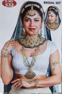 TRADITIONAL & FANCY ANTIQUE DESIGNER BRIDAL JEWELLERY GOLD PLATED <b>and</b> CZ ZIRCON BRIDAL WEDDING <b>NECKLACE</b> <b>SET</b> <b>and</b> FORWOMEN & GIRL - Product Image 3