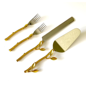 Suministros al por mayor de súper calidad, diseño elegante, cuchillo para pastel de tono dorado plateado de acero inoxidable y juego de servidor para fiesta de aniversario - Product Image 2