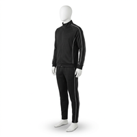Veste de survêtement Owais Industries pour homme, noire, entièrement zippée, en molleton bouclette, style streetwear, taille élastique, couleur unie, sportive et légère