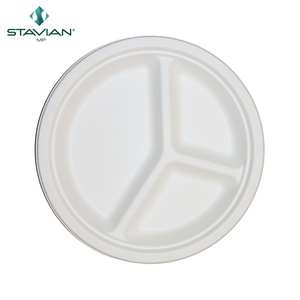 Vietnam 100% Fibres végétales durables biodégradables Oem Plaque ronde écologique 3 compartiments 9" - Product Image 3