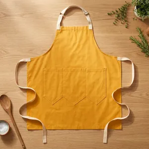 Delantal Amarillo de Lona con un Bolsillo, Lavable a Máquina, Reutilizable, Ecológico, para Limpieza y Uso Diario - Product Image 1