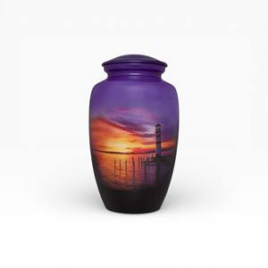 Urna Funeraria Color Rojo Borgoña Intenso con Motivo de Pájaro Volador Dorado, Acabado Brillante y Elegante Estilo Conmemorativo - Product Image 3