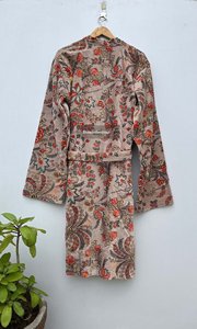 Robe en velours de coton réversible à manches longues pour femme, confortable, grande taille, tenue de nuit - Product Image 4