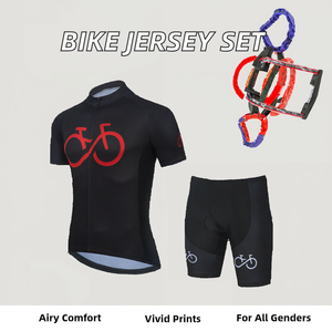 Ensemble de vêtements de sport respirant réversible écologique grande taille avec bretelles, pantalon et maillot de cyclisme à manches courtes pour hommes et femmes en plein air - Product Image 5