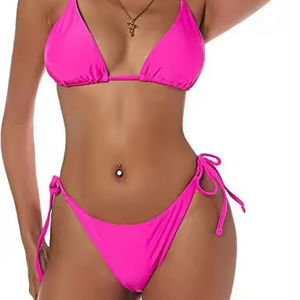 Maillot de bain tendance pour femmes, ensemble bikini deux pièces, tissu écologique à séchage rapide, taille haute, ajustement confortable, devant pour les vacances d'été - Product Image 1