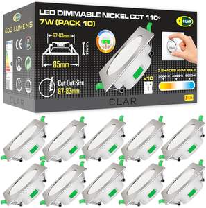 CLAR Foco LED Empotrable Regulable 7W Ultra Delgado de Aluminio Cuadrado para Techo, Diseño de Recorte 6783 mm, Acabado Níquel, 3 Años de Garantía - Product Image 1