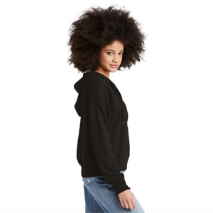 Stylish Women Half-Zip Black Hoodie - Soft and Breathable Hoodie with Adjustable <b>Zipper</b>, Ideal for Daily Wear - Product Image 4