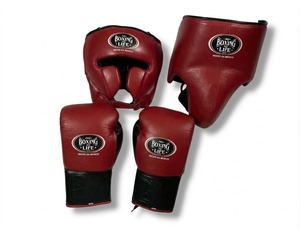 Ensemble de boxe personnalisé fait main en cuir véritable, sans boxe il n'y a pas de vie, comprenant des gants, un protège-tête et un protège-guêtres, équipement d'entraînement de protection. - Product Image 5