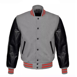 เสื้อแจ็กเก็ตขนสัตว์สีดำแขนเสื้อโพลีเอสเตอร์/ ผ้าฝ้ายผ้าริบเกรดพรีเมียมออกแบบได้ตามที่ต้องการแฟชั่นงานปักตัวหนังสือด้านหน้า - Product Image 5