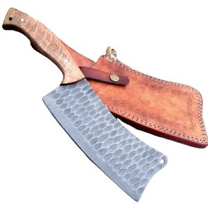 Couteau de chef JEXMOO OEM fait main en acier au carbone de qualité industrielle, multifonctionnel, motif goutte de pluie, avec étui en cuir pour la cuisine - Product Image 1