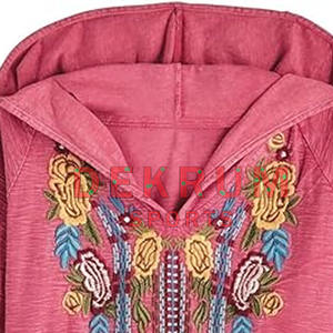 Sudaderas con capucha bordadas de manga larga para mujer, transpirables, fáciles de moda para adultos, último diseño, sudaderas con capucha bordadas para mujer - Product Image 4