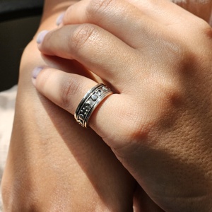 Moon Star Lightweight Sterling <b>Silver</b> Oxidized <b>Spinner</b> <b>Ring</b> Engagement Anniversary Wedding Party Gift - Product Image 4