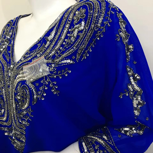 Lujo oro plata con cuentas Kaftan Vestido corto caftán estilo bordado a mano mujer adulto fiesta boda cóctel noche Club desgaste - Product Image 1