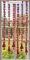 Mehrfarbige Stoff-Jasmin-Girlande zum Aufhängen Indische/Pakistanische Hochzeit Henna Mayun Bühne Heim Mandir Balkon Wand Festival Dekoration