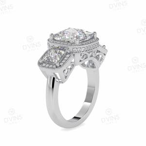 Custom Classic Princess Cut Solitaire 18K Oro VVS Lab Diamante Compromiso Anillo de bodas 100% Satisfacción garantizada - Product Image 2