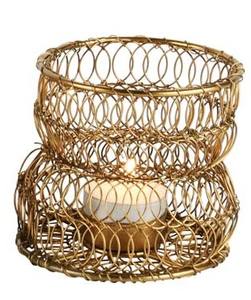 Vela de Metal de Navidad dorada hecha a mano, soporte votivo, diseño de tejido de alambre de hierro, accesorio de decoración del hogar en tendencia para vacaciones - Product Image 2