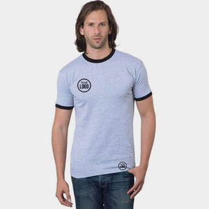 T-shirt classique rétro en coton 100% tricoté, col contrasté, respirant, écologique, pour vêtements de marque et promotions - Product Image 1