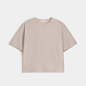 Camiseta básica de manga corta para mujer, camisetas de algodón 100% de verano transpirables con cuello redondo informal con hombros caídos - Product Image 3