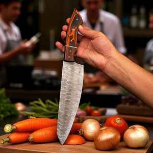 Juego de Cuchillos de Chef Profesionales de Acero de Damasco Hechos a Mano de Primera Calidad con Mango de Madera, Cuchillos de Cocina de Alta Calidad para Regalo - Product Image 3