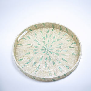 Plateau de service de luxe écologique fait à la main, incrustation de nacre géométrique polie du Vietnam pour les intérieurs de maison Restaurant - Product Image 2