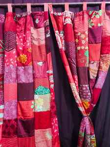 Cortina opaca de retazos Sari de seda hecha a mano Bohemia para el hogar, boda, puerta de ventana y cenefa decorativa colgante - Product Image 5