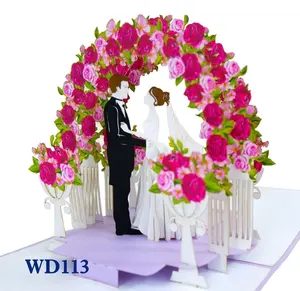 Kustom Die-Cut Bunga Pola Undangan Pernikahan Hadiah Berkilau Kartu Ucapan Kartu Kertas Pernikahan Dibuat Di Vietnam