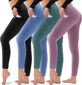 定制女式高腰瑜伽裤打底裤带口袋健身跑步批发用优质材料