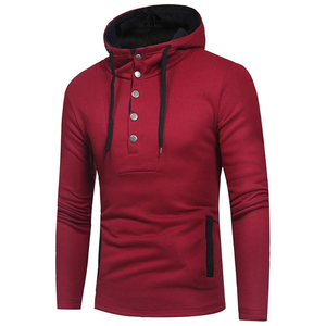 Sudadera con capucha para hombre con botón bordado, ligero poliéster/algodón para primavera - Product Image 4