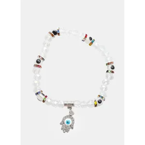 A3shop Bohemian Style Evil Eye & <b>Hamsa</b> Hand Beaded <b>Bracelet</b> Gold Plated Jade with Onyx Opal Amethyst Quartz Agate Trendy Bangles - Product Image 4