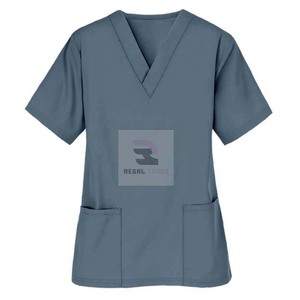 Venta caliente 3 bolsillos médico enfermera Scrub Top uniformes Hospital Camisa de algodón - Product Image 3