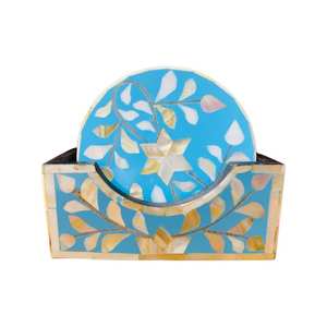 Posavasos de mosaico de concha elegante Madre perla en un arcoíris de tonos Artesanía natural - Product Image 1