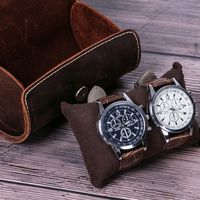 Custom Handgemaakte Luxe Lederen Ronde Horloge Roldoos Gepersonaliseerde Duurzame Beschermende Reiskoffer Slots Beste Man Horloge Opslag