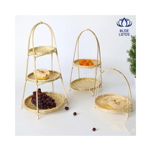 Plateau à main en bambou avec 3 couches pour la décoration de la cuisine BUFFET du VIETNAM, meilleur prix 2023 - Product Image 1