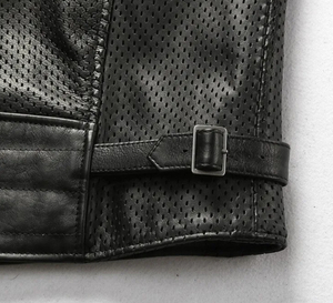 Chaleco de calidad superior a precio al por mayor, Chaleco de cuero de invierno para hombre, chaleco negro de malla con cuello levantado, transpirable, diseño ODM, chaleco de motorista - Product Image 2