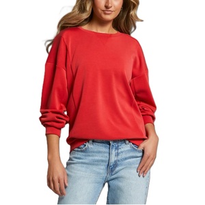 Surdimensionné 100% coton femmes polaire respirant sweat haute qualité Streetwear décontracté manches longues doublure col rond hiver fait - Product Image 3