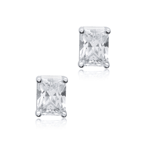 CZ Stone 5x7mm Baguette Rectángulo Stud Pendientes Turco Hecho a mano Venta al por mayor 925 Joyería de plata esterlina - Product Image 3