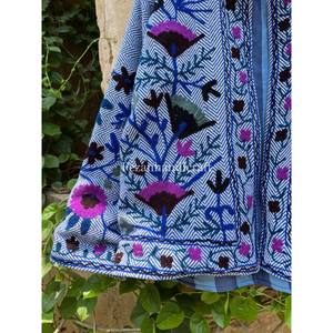 Wholesale Spring/Summer Jacket Inspired Uzbek Floral Embroidery Stand Cotton Suzani <b>Jute</b> <b>Fabric</b> Floral Embroidery Floral Short - Product Image 3