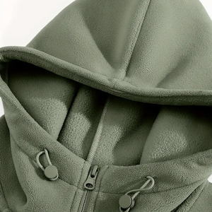 Winter <b>Pullover</b> <b>Mens</b> Hooded Cotton Fleece Jacket | Heavyweight Olive Green Coat | Casual Outdoor Wear | Quick-Dry Breathable - Product Image 2