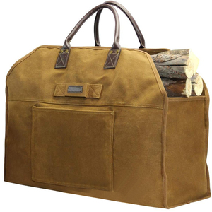 Sac de transport robuste pour bois en toile cirée, sac fourre-tout pour bûches, porte-bois extra durable avec poignées et bandoulière - Product Image 1