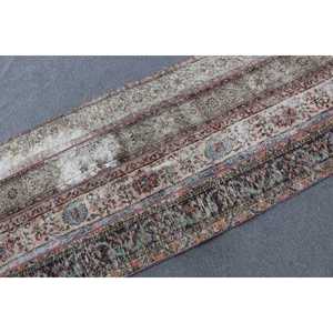 Vintage Rug 2.9x6.9 ft, <b>Brown</b> Red Bordered <b>Wool</b> Turkish Rug - Product Image 4